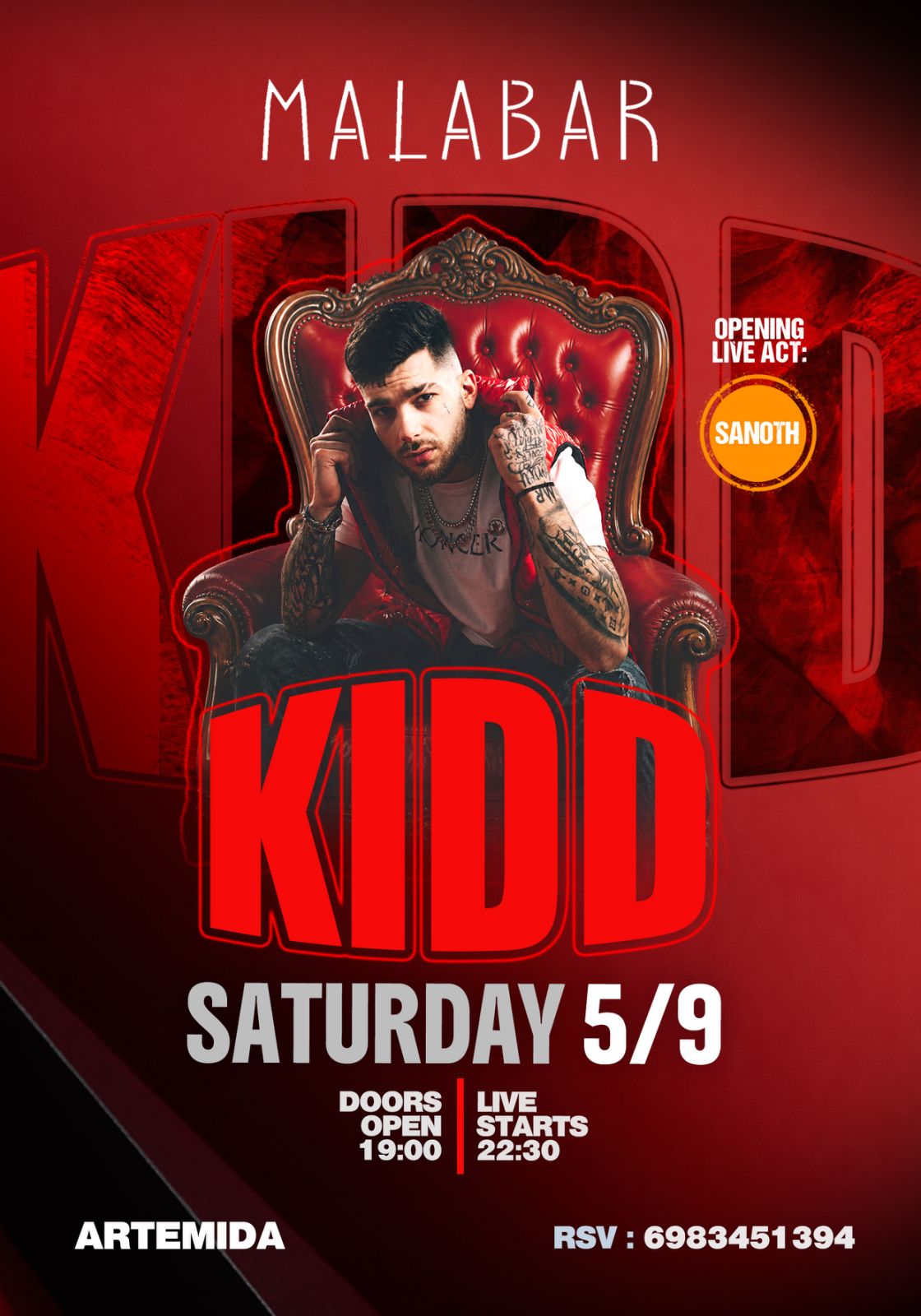 KIDD LIVE AT MALABAR ARTEMIDA — Σάββατο 5 Σεπτεμβρίου